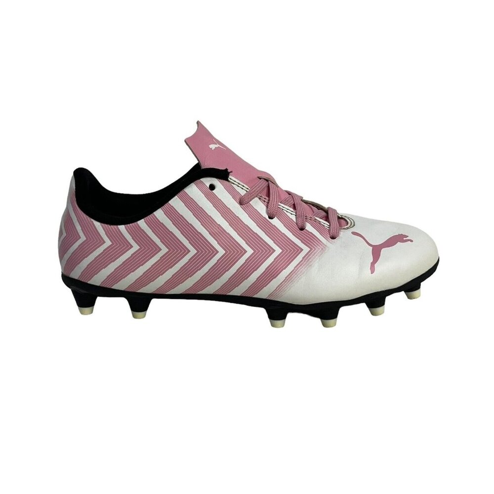 Puma White and Pink Soccer Cleats
